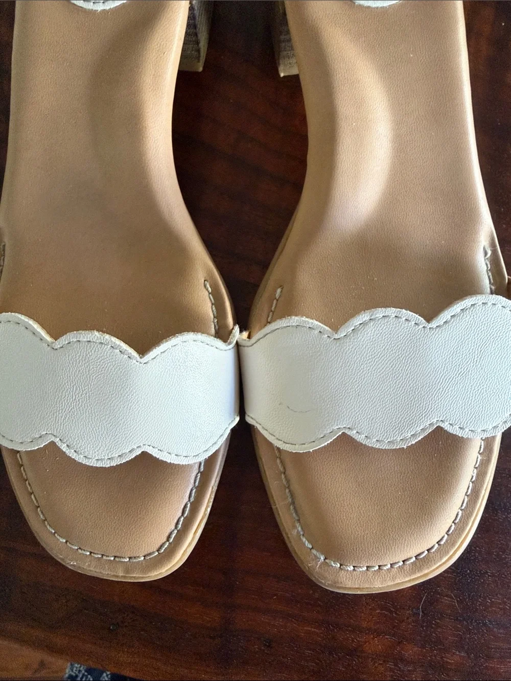 b.o.c. Cream Scalloped Ankle-Strap Sandals